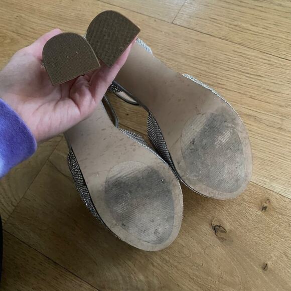 Steve Madden Sparkly Rhinestone Platform Ankle Strap Sandals - Picture 4 of 7